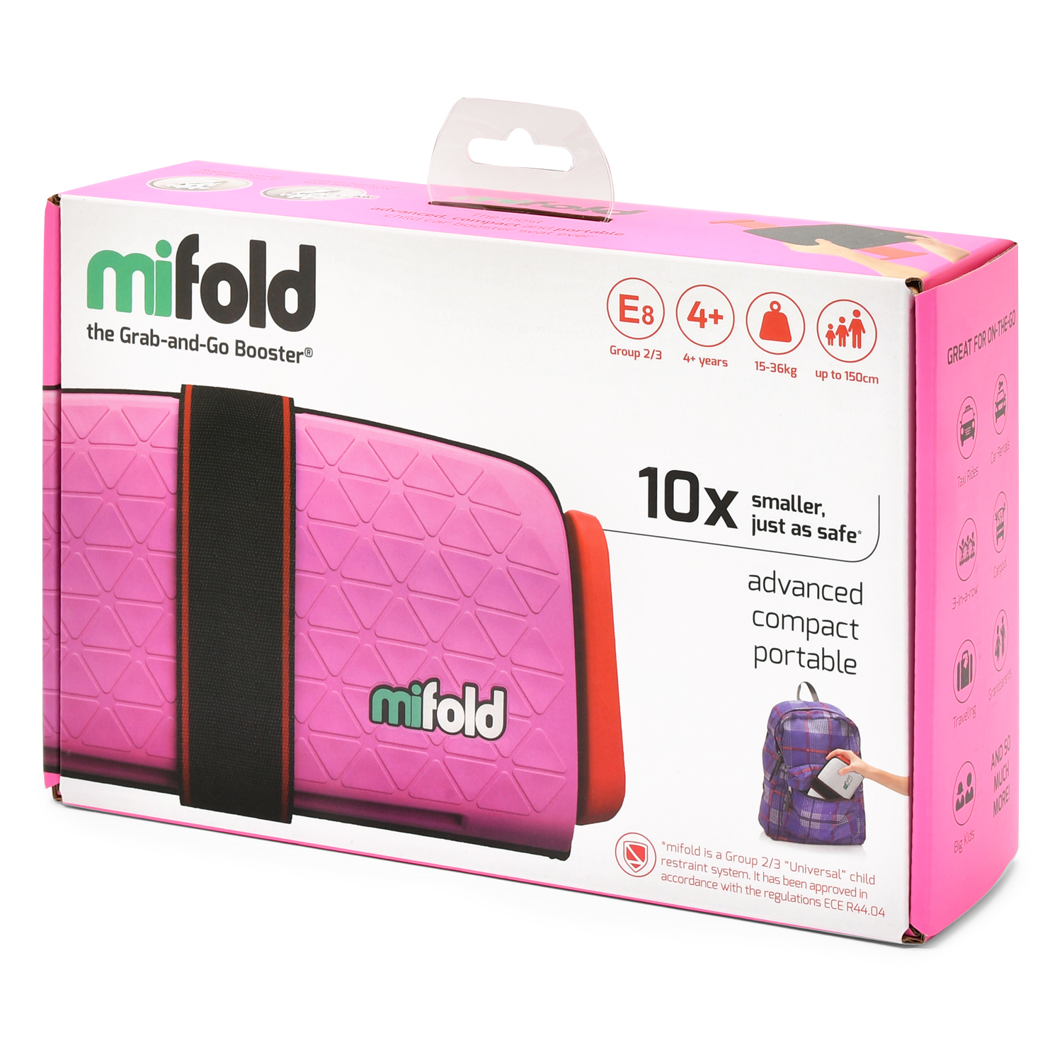 Бустер Mifold автомобильный the Grab-and-Go Booster seat/Perfect Pink розовый - фото 2