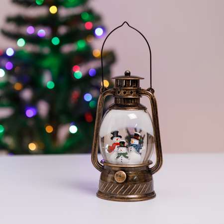Фонарь декоративный BABY STYLE Новогодний Семья снеговиков масляный USB