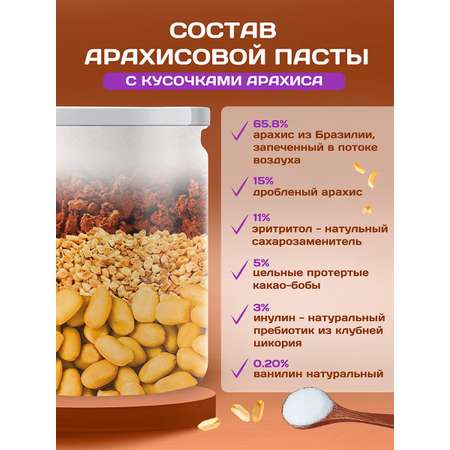 Арахисовая паста Намажь орех без сахара низкокалорийная Шоко Кранч 450 грамм