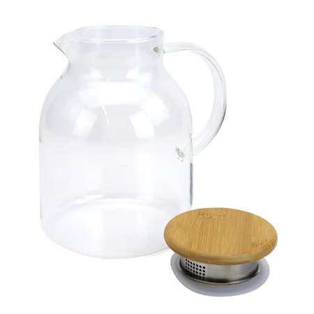 Заварочный чайник ND PLAY с бамбуковой крышкой и металлическим ситечком в подарочной упаковке 1600 мл стекло