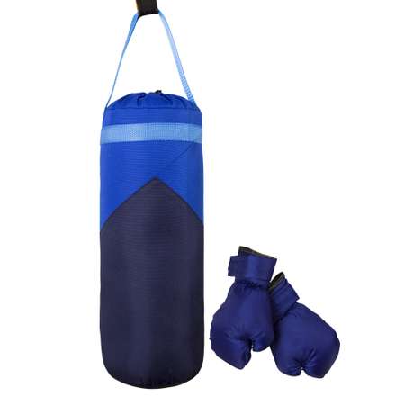 Детский набор для бокса Belon familia груша 40х15см с перчатками цвет синий и темно-синий