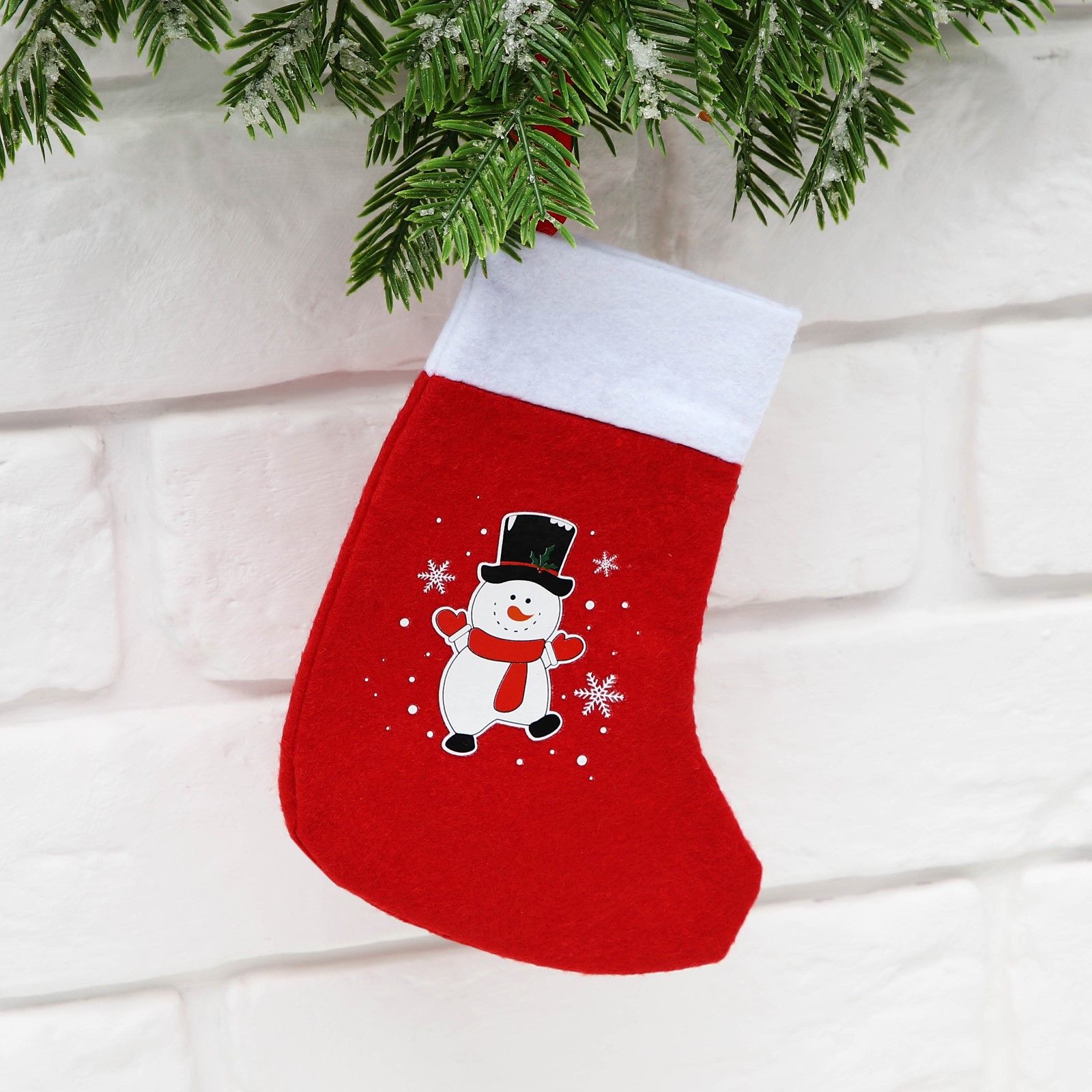 Мешочек-носок Зимнее волшебство для подарков «Снеговичок» 11 х 16 см - фото 2
