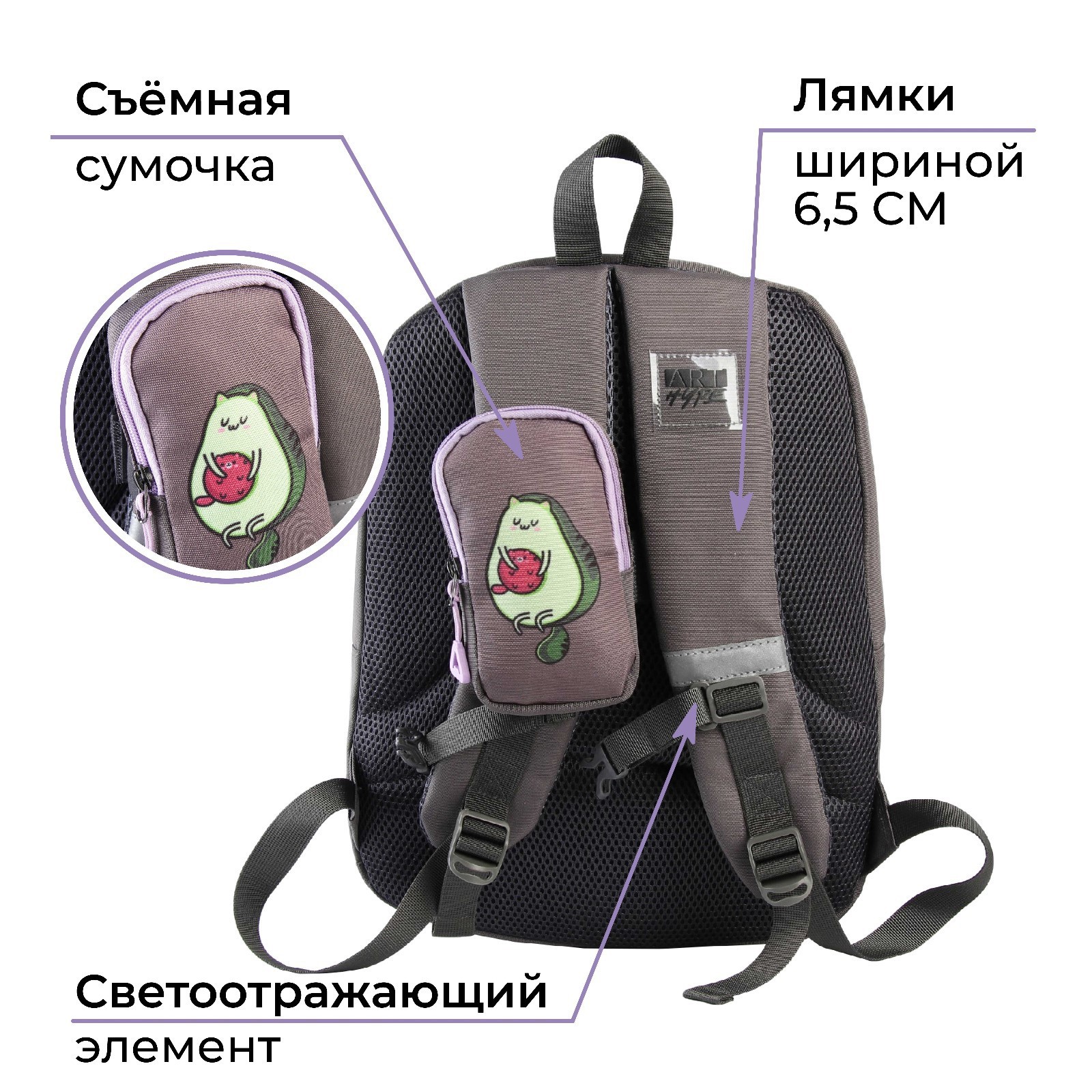 Рюкзак школьный Sima-Land эргономичная спинка AVO cat 39x32x14 см - фото 9