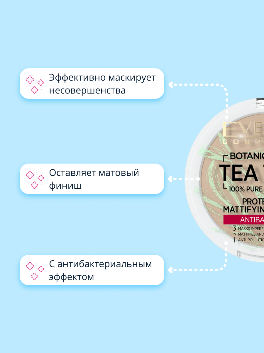 Пудра EVELINE компактная Botanic expert 3 в 1 антибактериальная матирующая  тон 003 light beige купить по цене 455 ₽ в интернет-магазине Детский мир