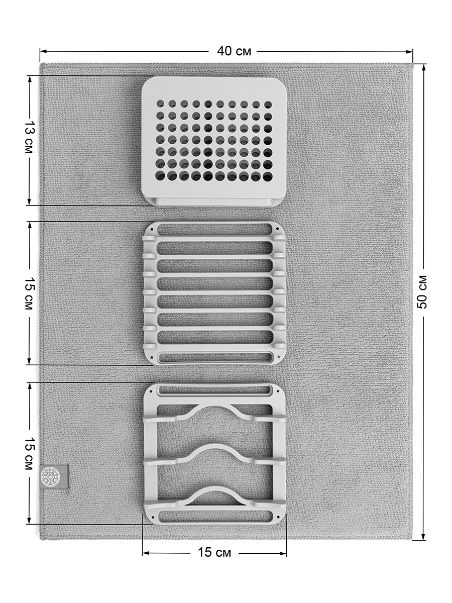 Набор для сушки посуды DeNASTIA коврик и сушилка светло-коричневый T000238 - фото 5
