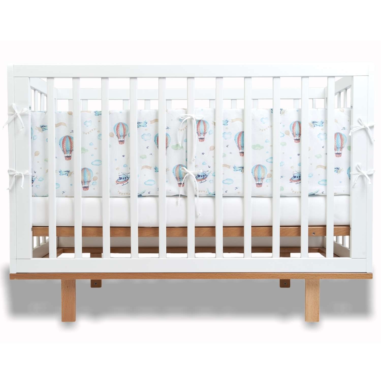 Бортики в кроватку loombee для новорожденных со съемными чехлами на 4 стороны Воздушные шары - фото 1