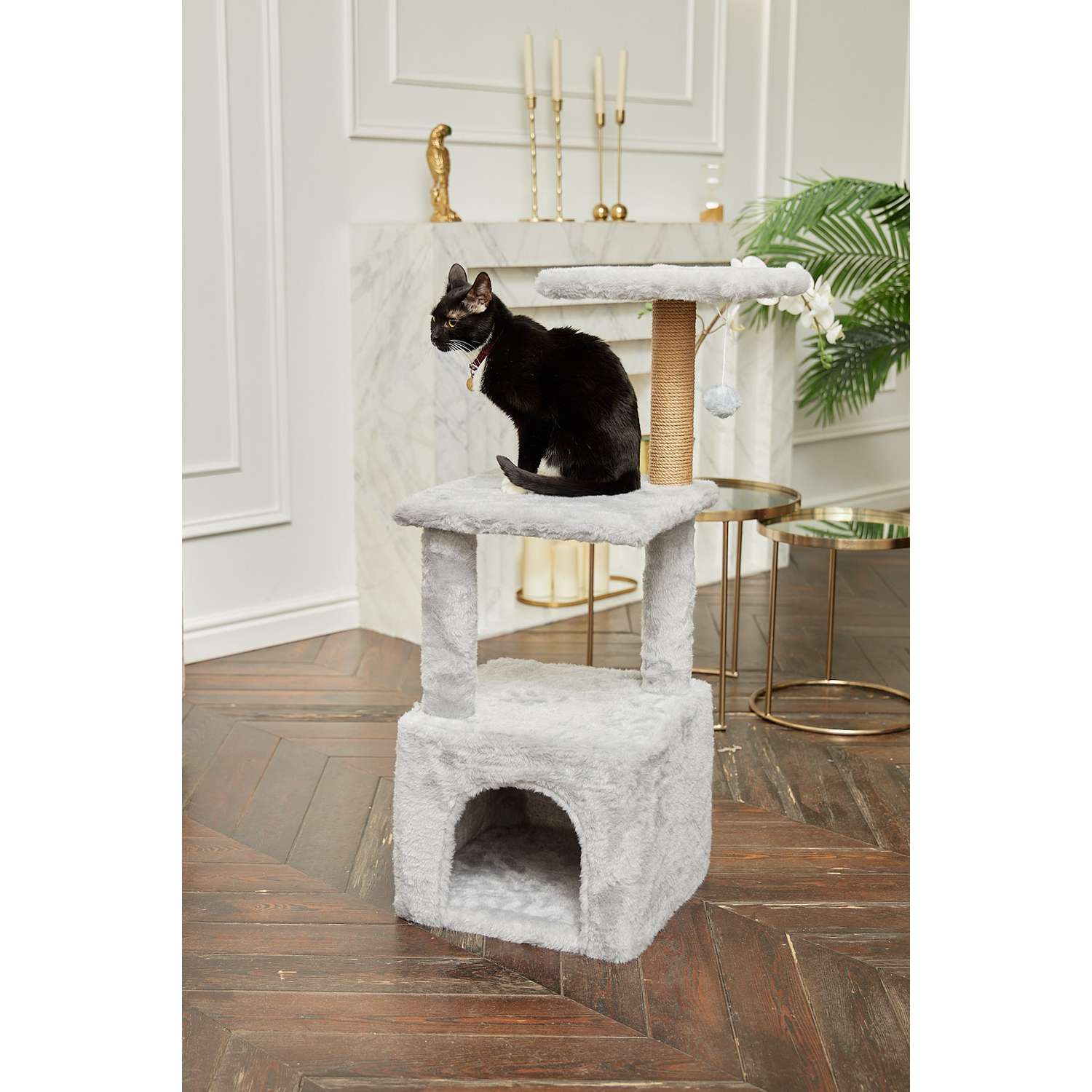 Домик для кошки с когтеточкой Pet БМФ Серый - фото 2