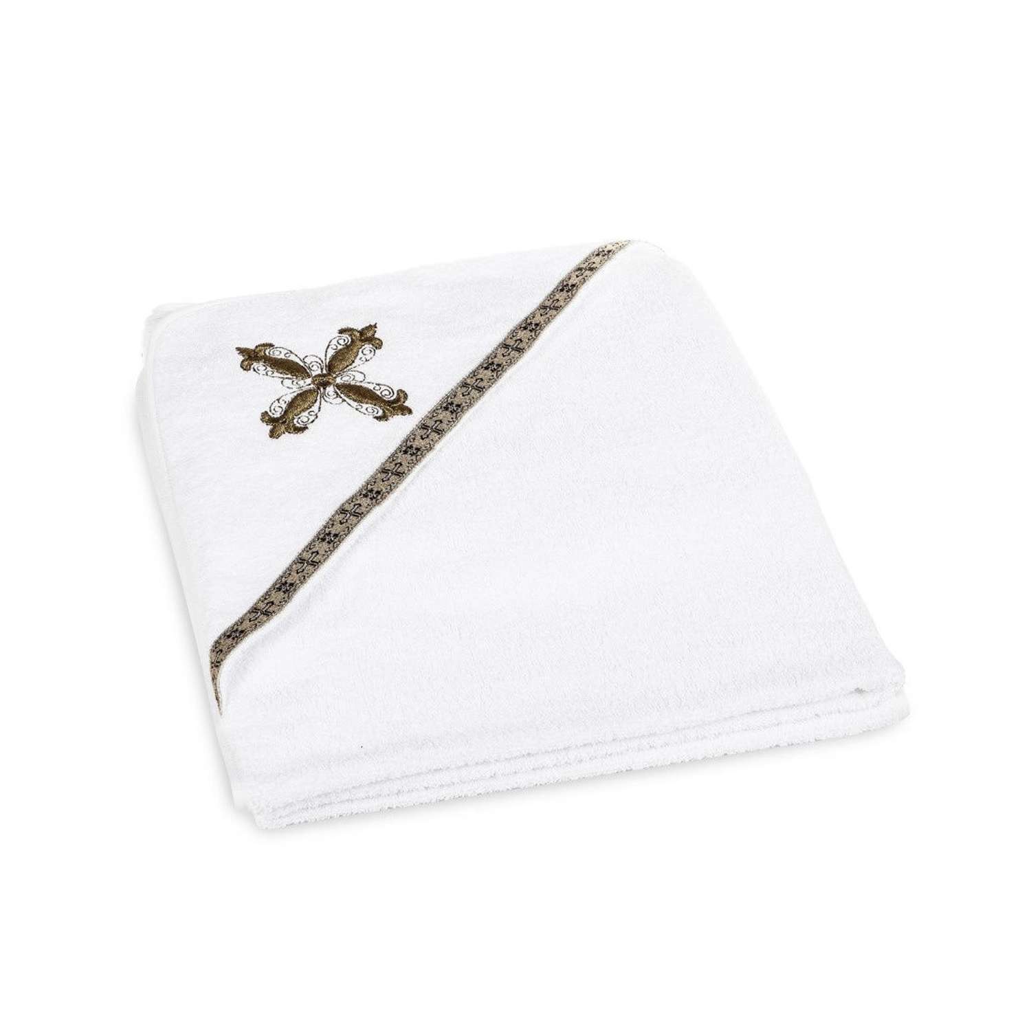 Полотенце для крещения Святополье 100х75 см с вышивкой крест Золотистый - фото 1