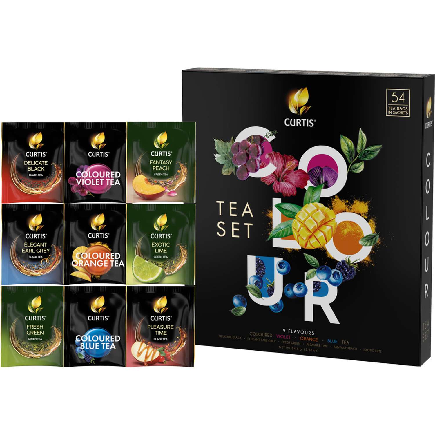 Набор чая в пакетиках Curtis Colour tea set 54 шт ассорти 9 вкусов с цветными чаями - фото 2