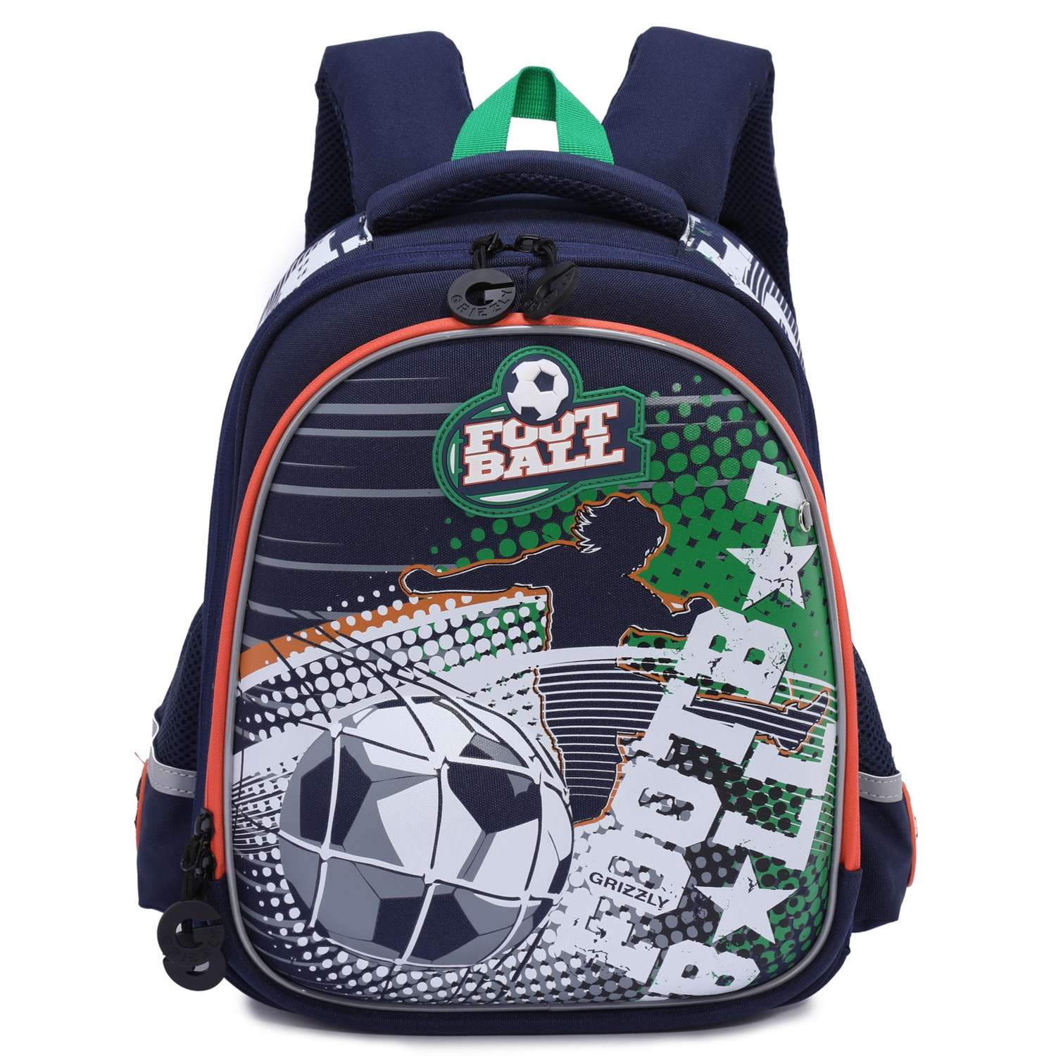 Рюкзак школьный Grizzly Футбол Синий-Зеленый RA-978-1/1 - фото 1