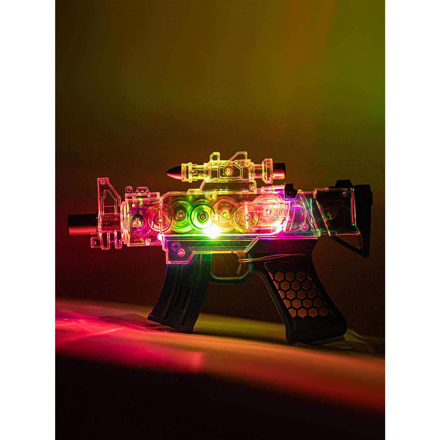 Игрушечное оружие Маленький Воин Автомат на батарейках Свет Звук Подвижные детали Цвет черный - фото 8