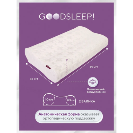 Ортопедическая подушка Goodsleep! wave Compact с эффектом памяти под голову.