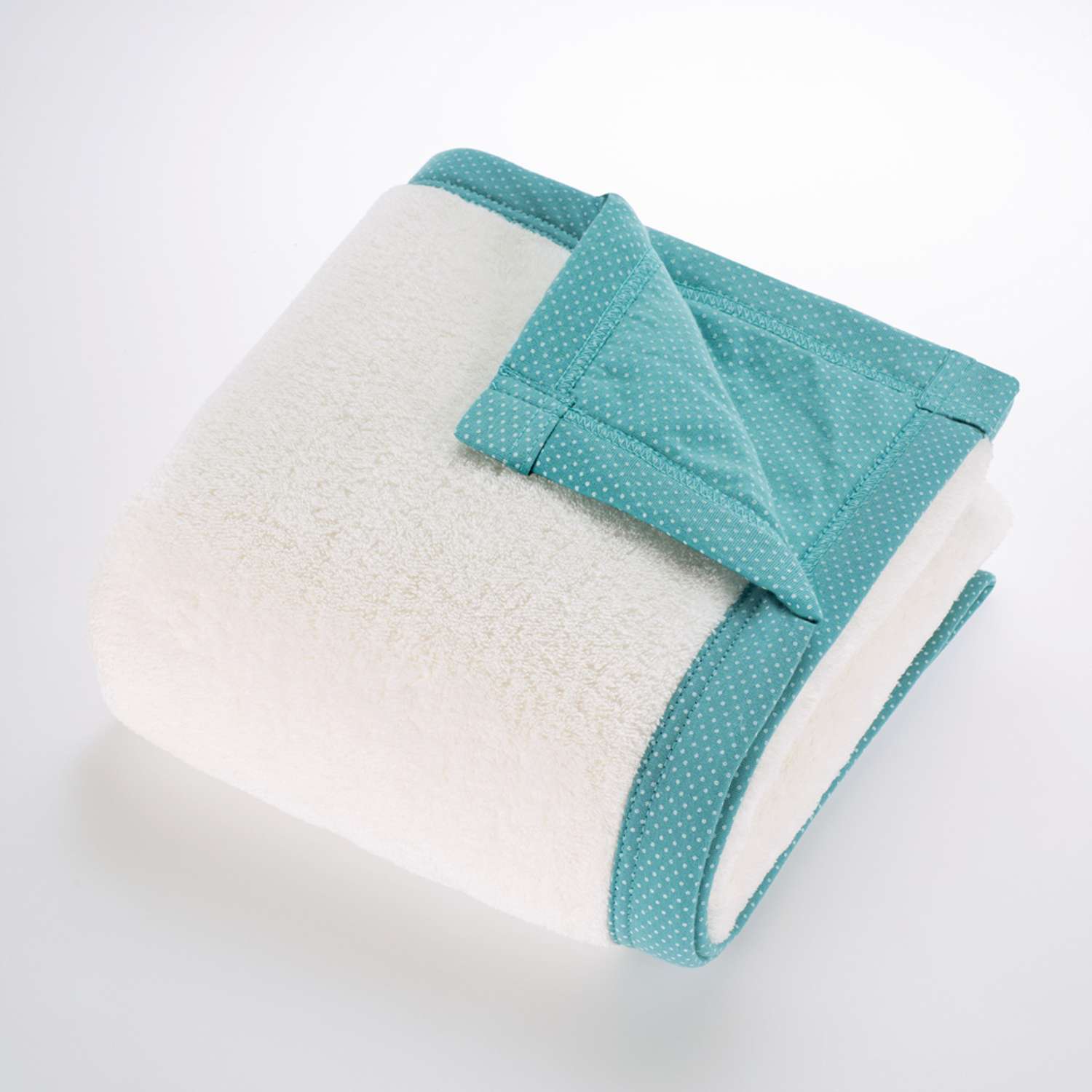 Плед для новорожденных Mrs.Stretch Mr.Jersy 80х105 см с утепленной трикотажной подкладкой цвет молочный/бирюзовый - фото 1