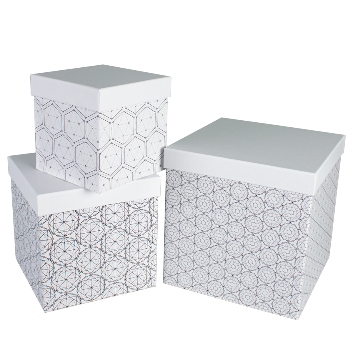 Набор подарочных коробок Cartonnage 3 в 1 Геометрия Черный белый - фото 3