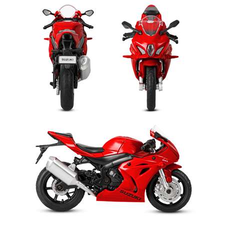 Мотоцикл металлический АВТОпанорама игрушка детская 1:18 SUZUKI GSR-R1000 красный свободный ход колес