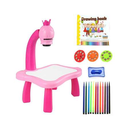 Проектор Uniglodis детский для рисования со столиком розовый