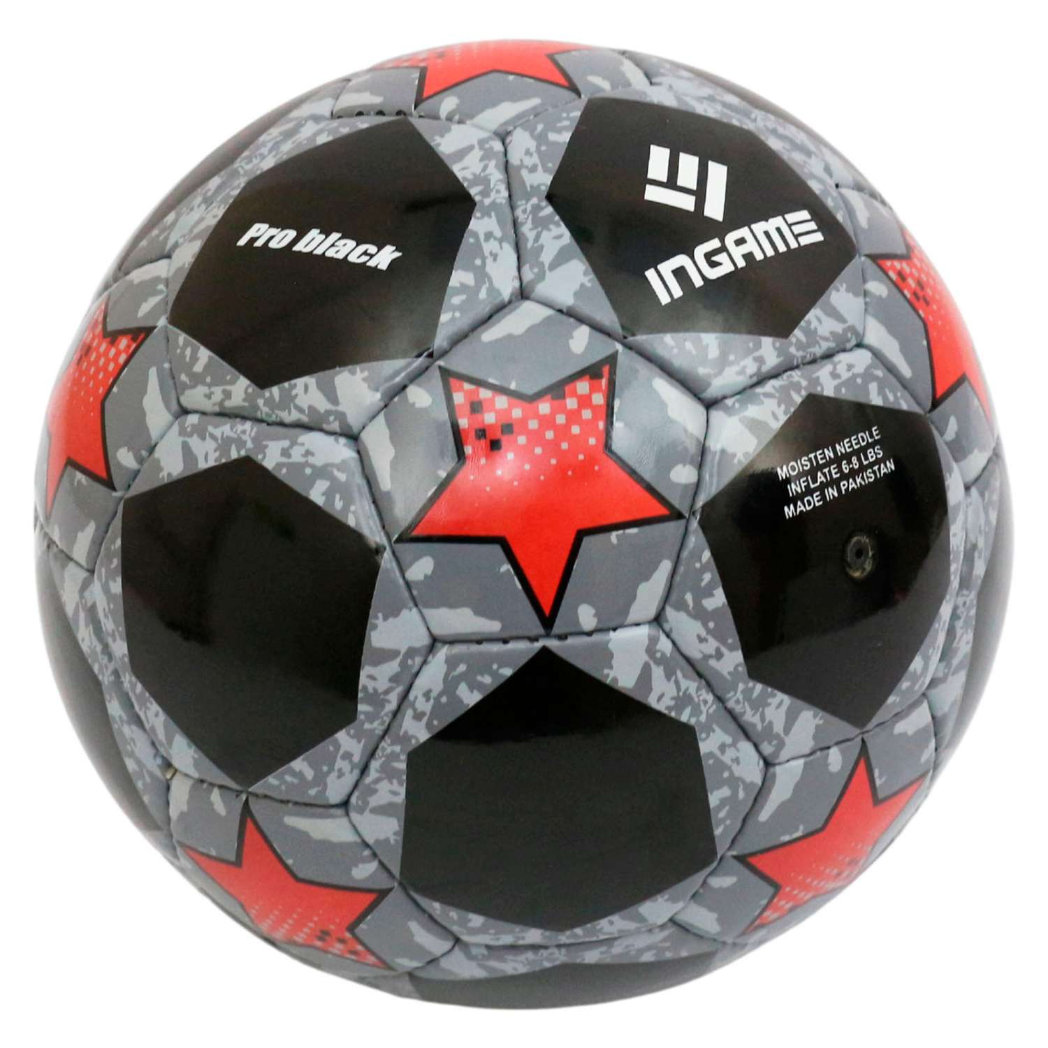 Мяч футбольный InGame PRO BLACK №5 черно-красный IFB-117 - фото 2