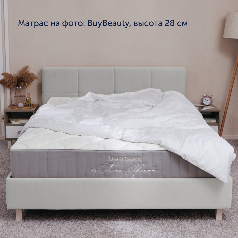 Двуспальная кровать buyson BuyGlory 200х140, серая, микровелюр - фото 6