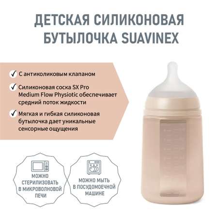 Бутылочка Suavinex Силиконовая 240 мл с соской