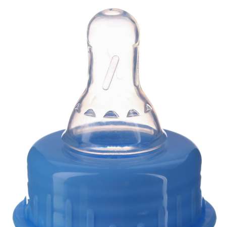 Бутылочка Крошка Я в силиконовом чехле с ручками стекло 120 мл. цвет голубой