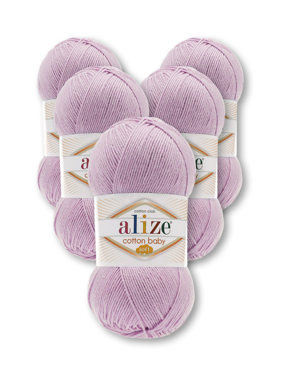 Пряжа для вязания Alize cotton baby soft 100 гр 270 м мягкая плюшевая xлопок aкрил 27 лиловый 5 мотков - фото 6