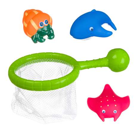Набор игрушек для купания BONDIBON Сачок и 3 рыбки серия Baby You