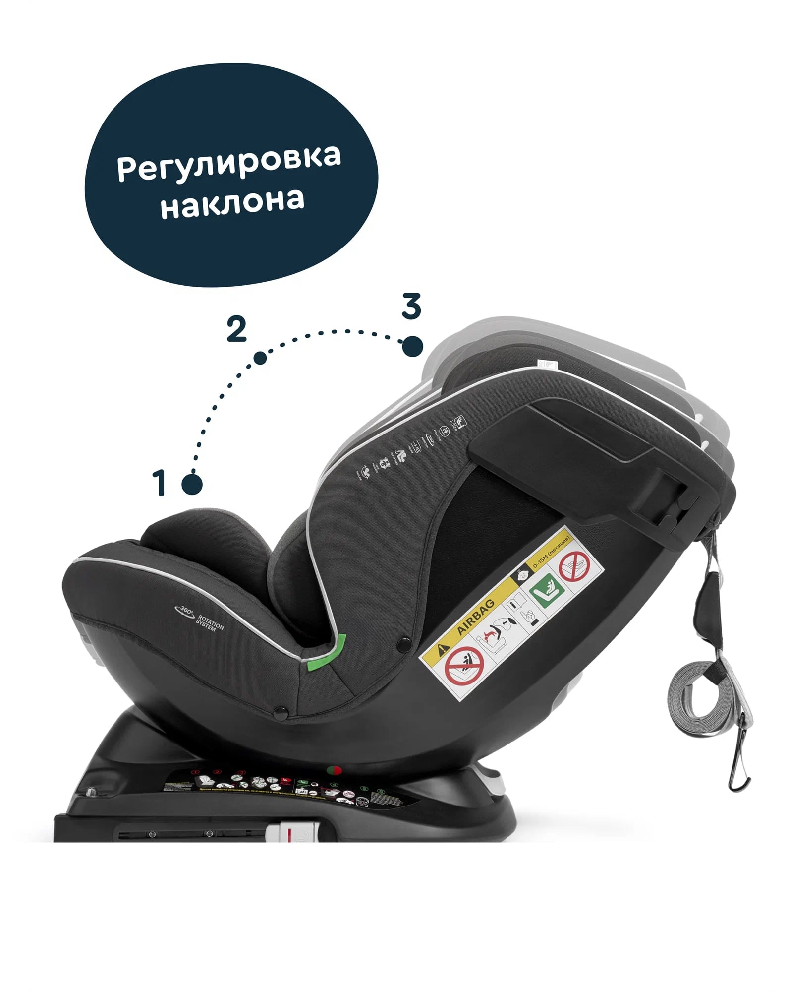 Автокресло Junion Julsi i-size группа 0+/1/2/3 0-36 кг 0-12 лет 360° Isofix чёрный - фото 5