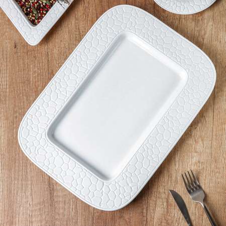 Блюдо сервировочное MAGISTRO фарфоровое прямоугольное Magistro Rodos 35 7×25 6×3 1 см цвет белый
