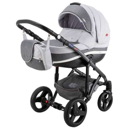 Коляска 2в1 BeBe-mobile Movo Standart R13 Светло-серый+Темно-серый+Белая кожаная отдлека