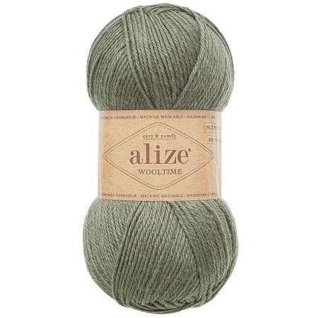 Пряжа Alize теплая для вязания Wooltime 100 гр 200 м 5 мотков 274 артишок