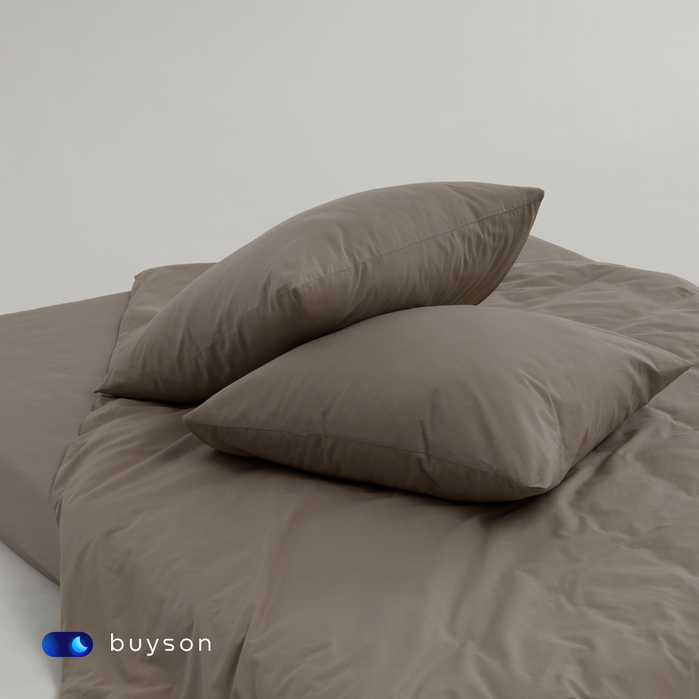 Комплект наволочек buyson BuyDream 50х70 см, хлопковый поплин, цвет бежевый - фото 5