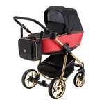 Коляска 3в1 BeBe-mobile Gusto SE GU201 Черный-Красная перфорированная кожа-золотая рама