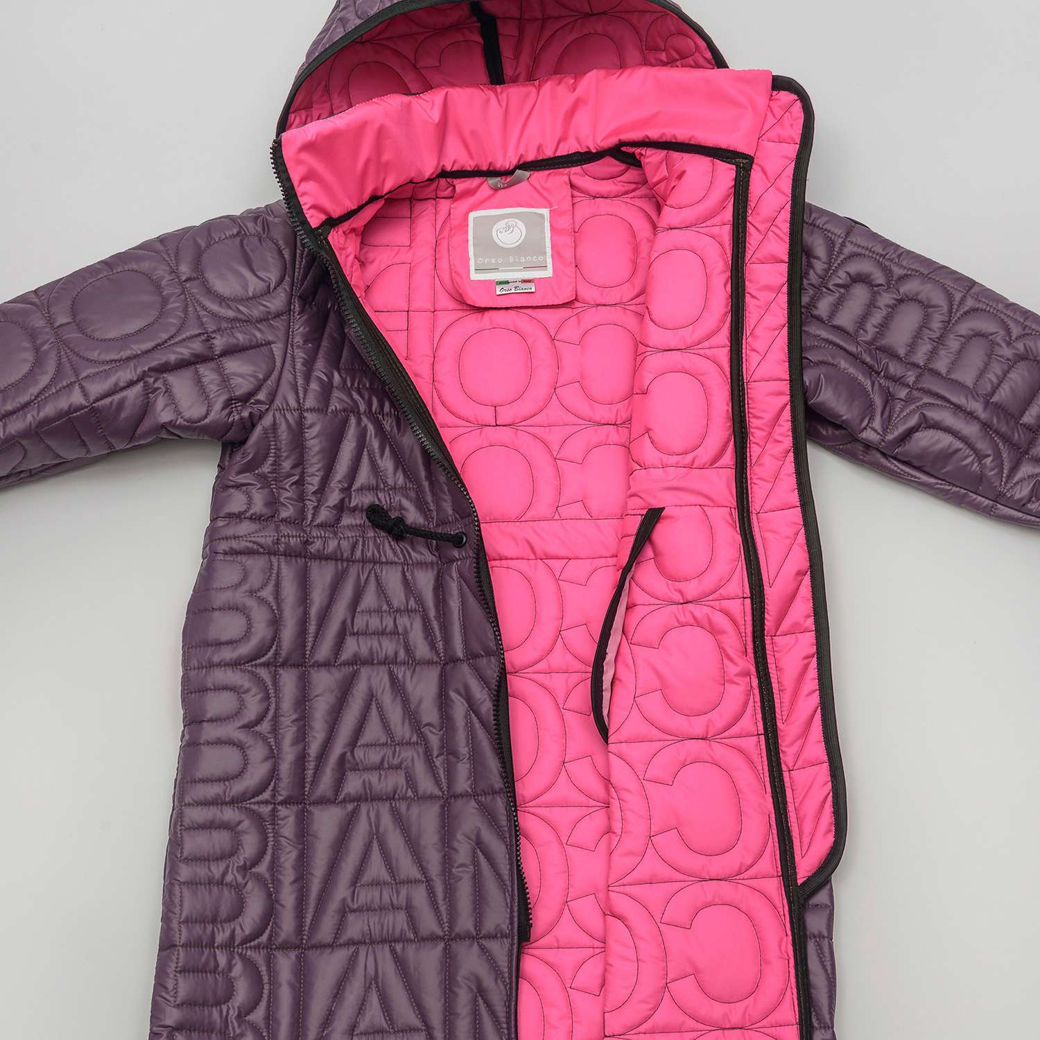 Пальто Orso Bianco OB41031-12_сливовый/ярк.розовый - фото 2