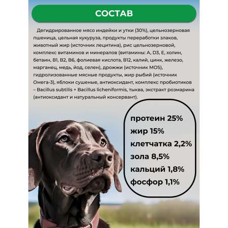 Сухой корм Frais Duck Plus для собак средних и крупных пород