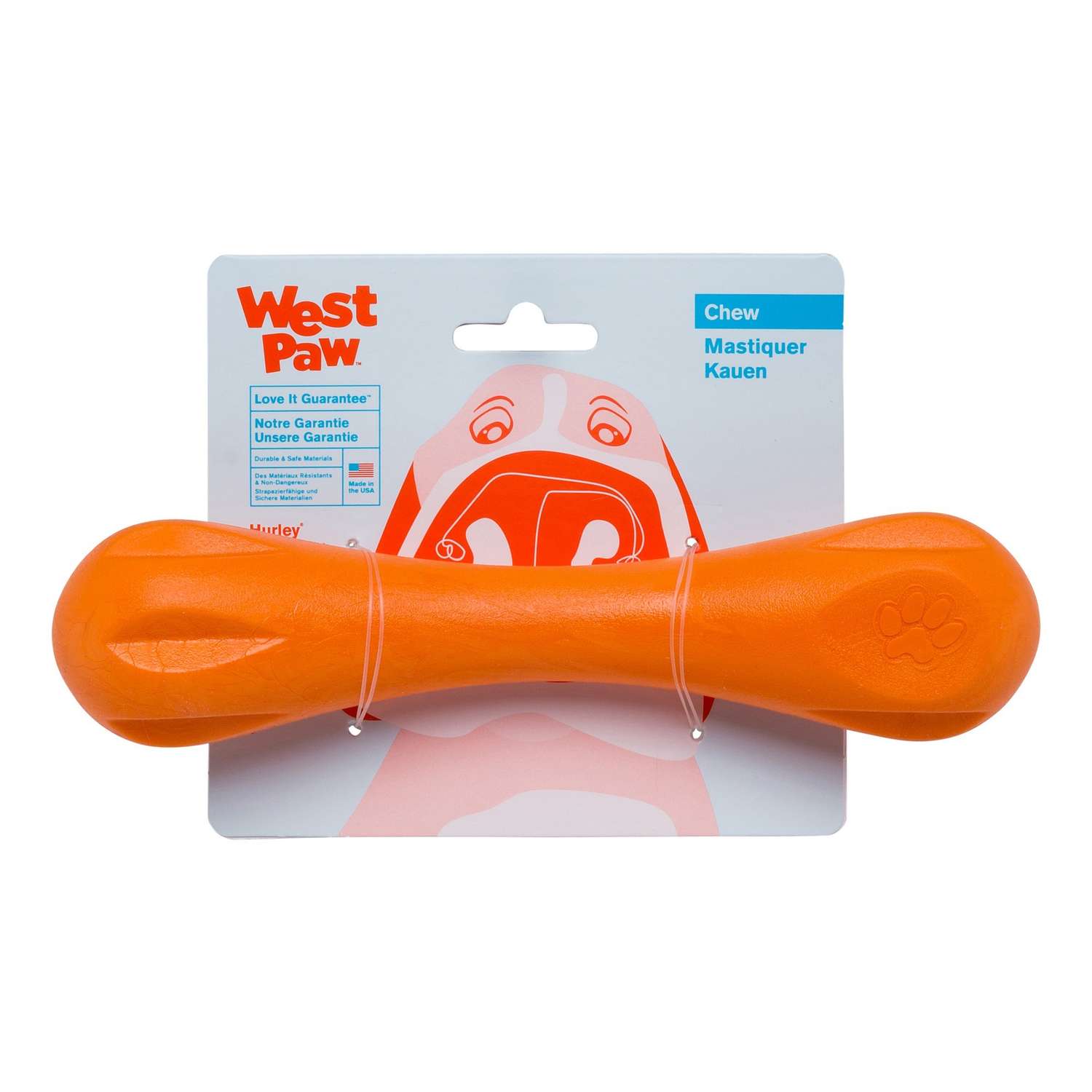 Игрушка для собак West Paw Zogoflex Hurley Гантеля L Оранжевая - фото 2