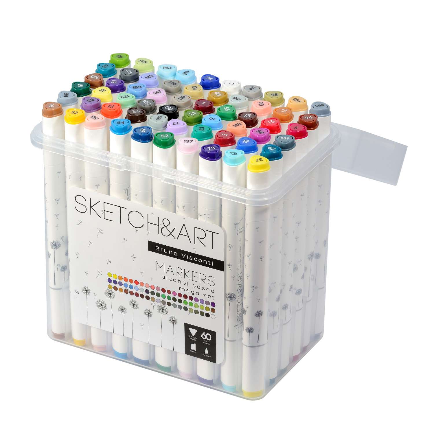 Набор скетч-маркеров Bruno Visconti Sketch Art двусторонние Мега 60 цветов в пластиковом пенале - фото 4