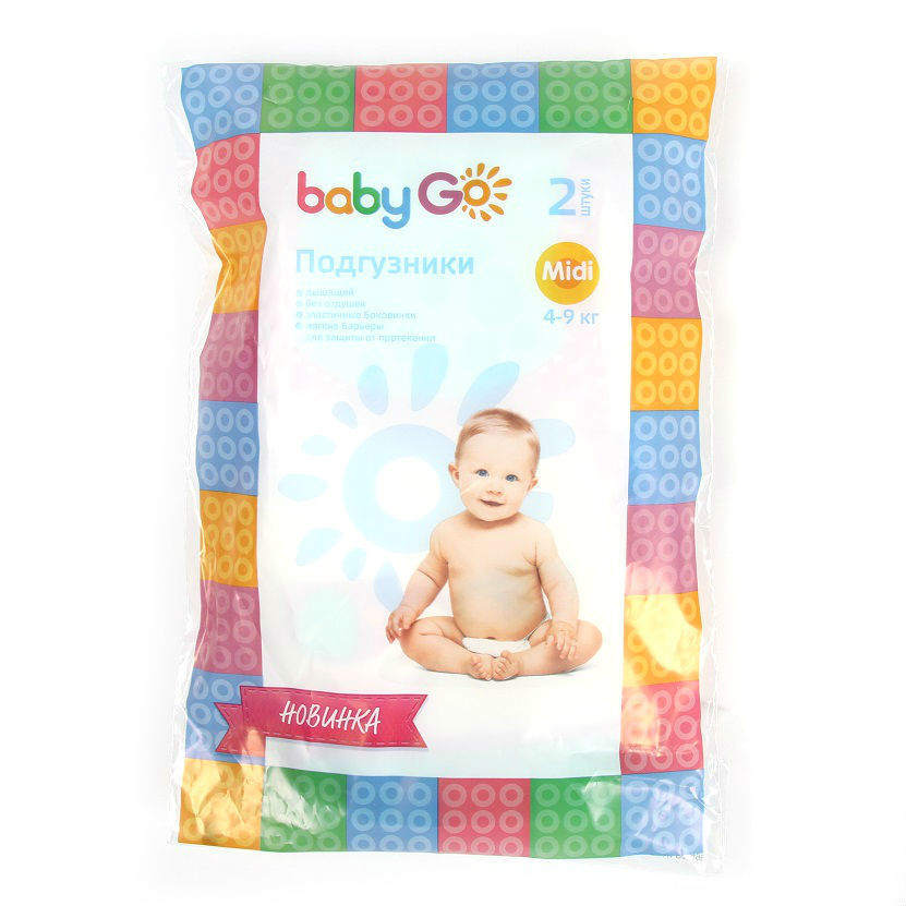 Подгузники BabyGo 2 шт. M 4-9 кг - фото 1