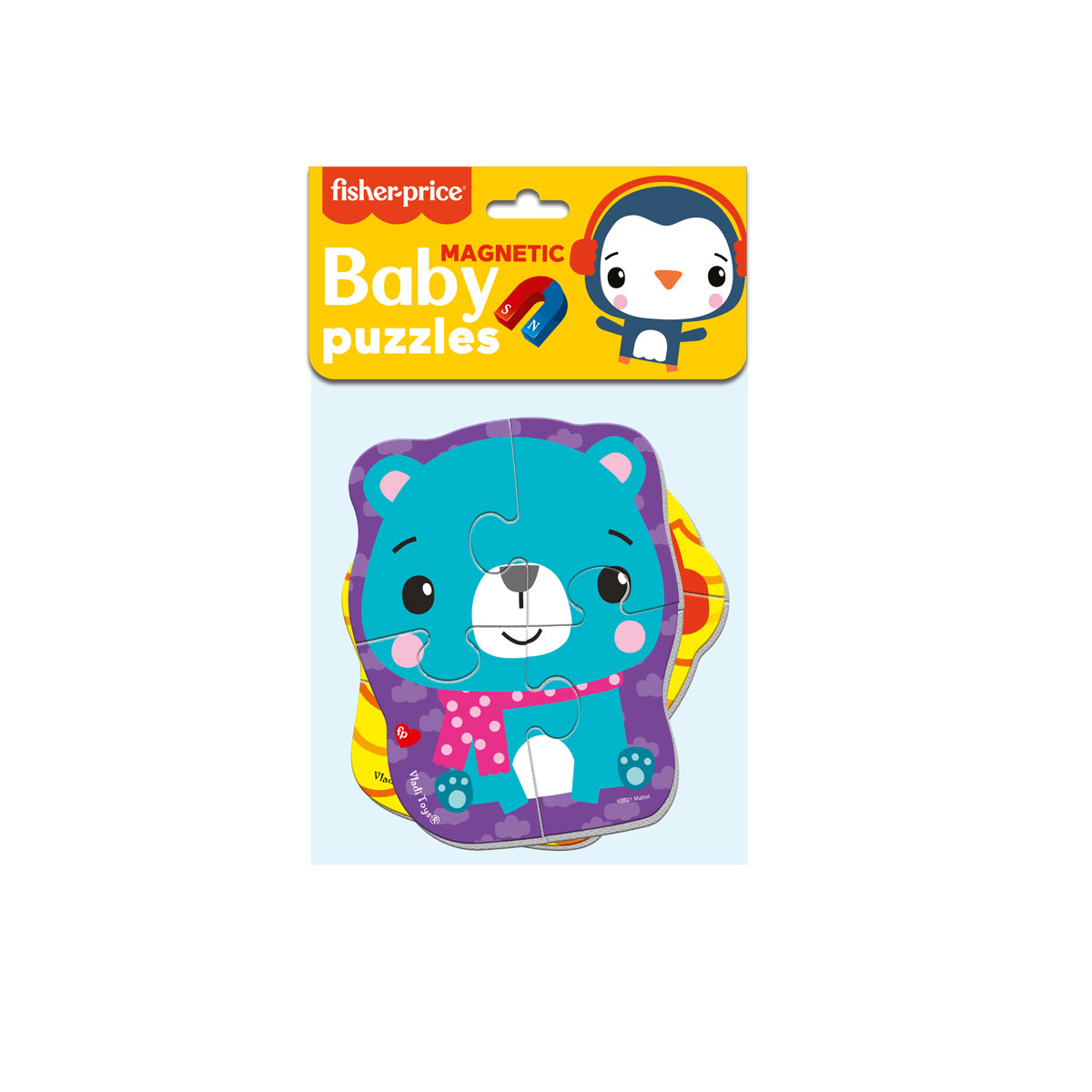 Набор пазлов Vladi Toys мягкие магнитные Baby puzzle Fisher-Price Мишка и пингвин 2 картинки 7 элементов - фото 3