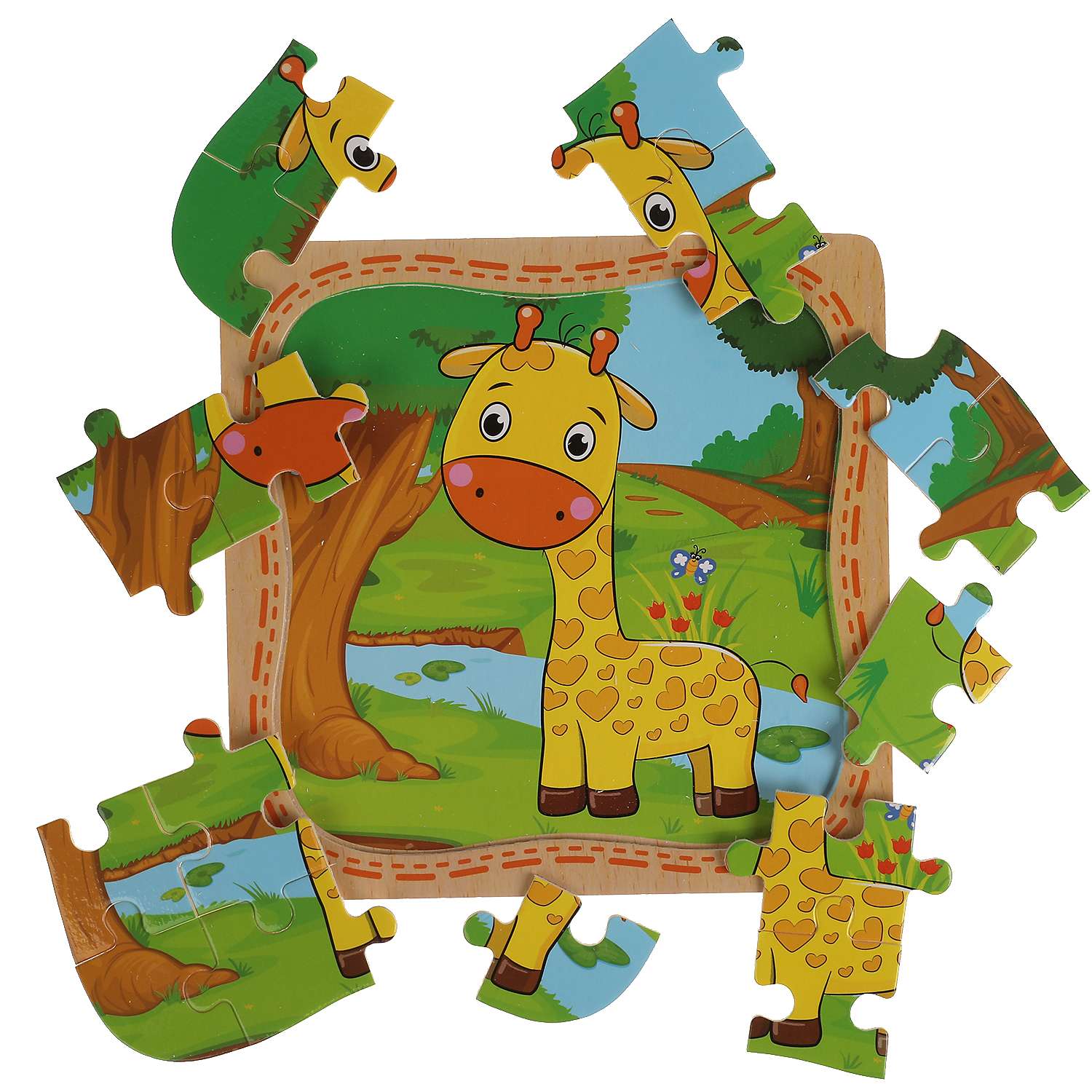 Игрушка деревянная Буратино Пазл жираф - фото 3
