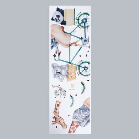 Наклейка Zabiaka пластик интерьерная цветная «Жираф на велосипеде катает зверят» 30х90 см