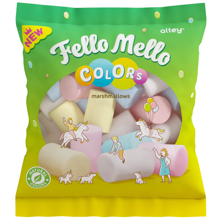 Маршмеллоу FELLO MELLO Жевательный зефир COLORS цветной