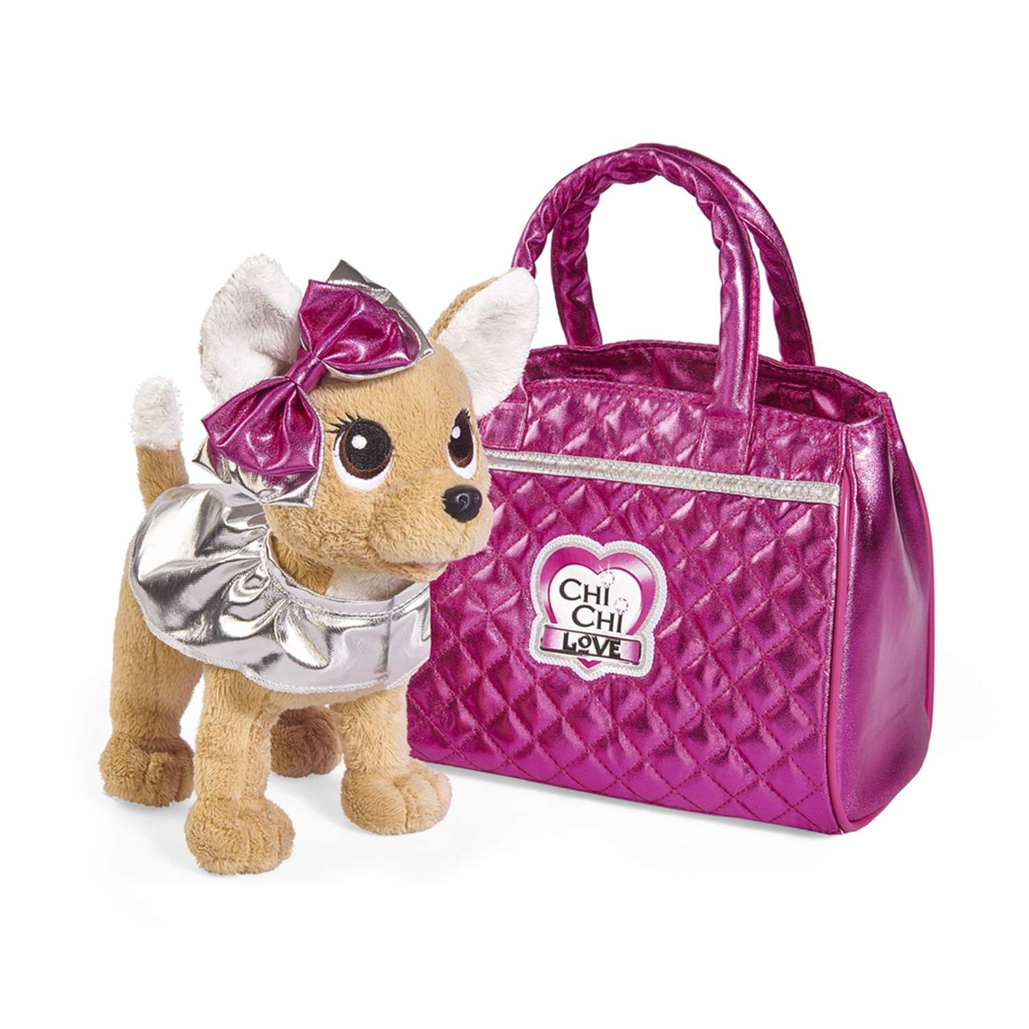 Игрушка мягкая Chi Chi Love Собачка Гламур с розовой сумочкой и бантом 5893125 - фото 1