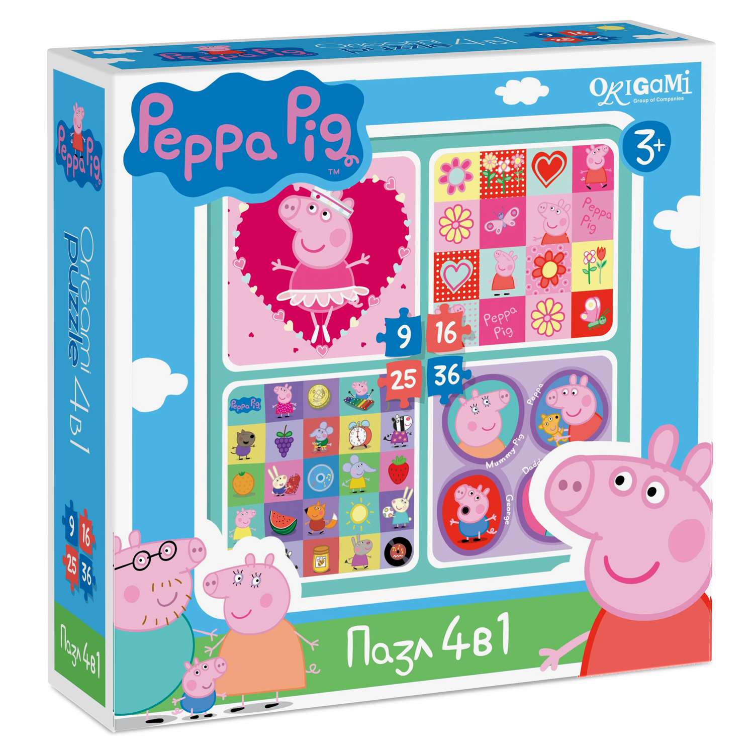 Пазлы ORIGAMI Peppa Pig 9-16-25-36 в ассортименте - фото 4