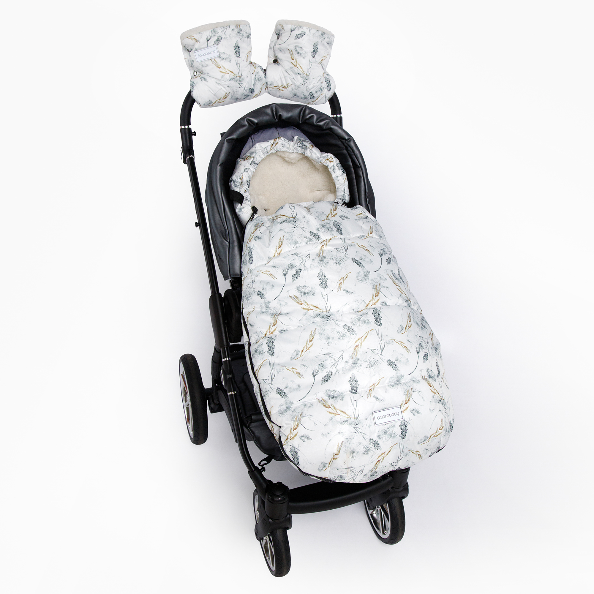 Муфты на ручку коляски AmaroBaby Snowy Travel Колос белый AMARO-6103-KL - фото 5