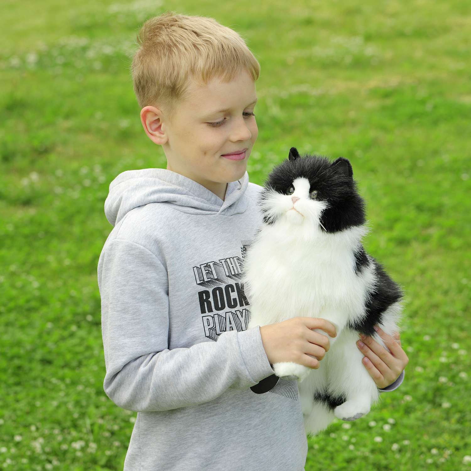 Реалистичная игрушка HANSA Кошка чёрно-белая 46 см - фото 5