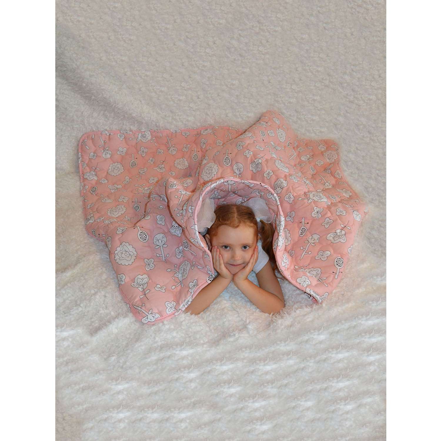 Стеганное одеяло розовое Засыпашки утепленное детское 110х140 хлопок 100% - фото 5