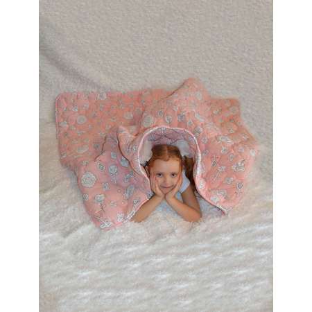 Стеганное одеяло розовое Засыпашки утепленное детское 110х140 хлопок 100%