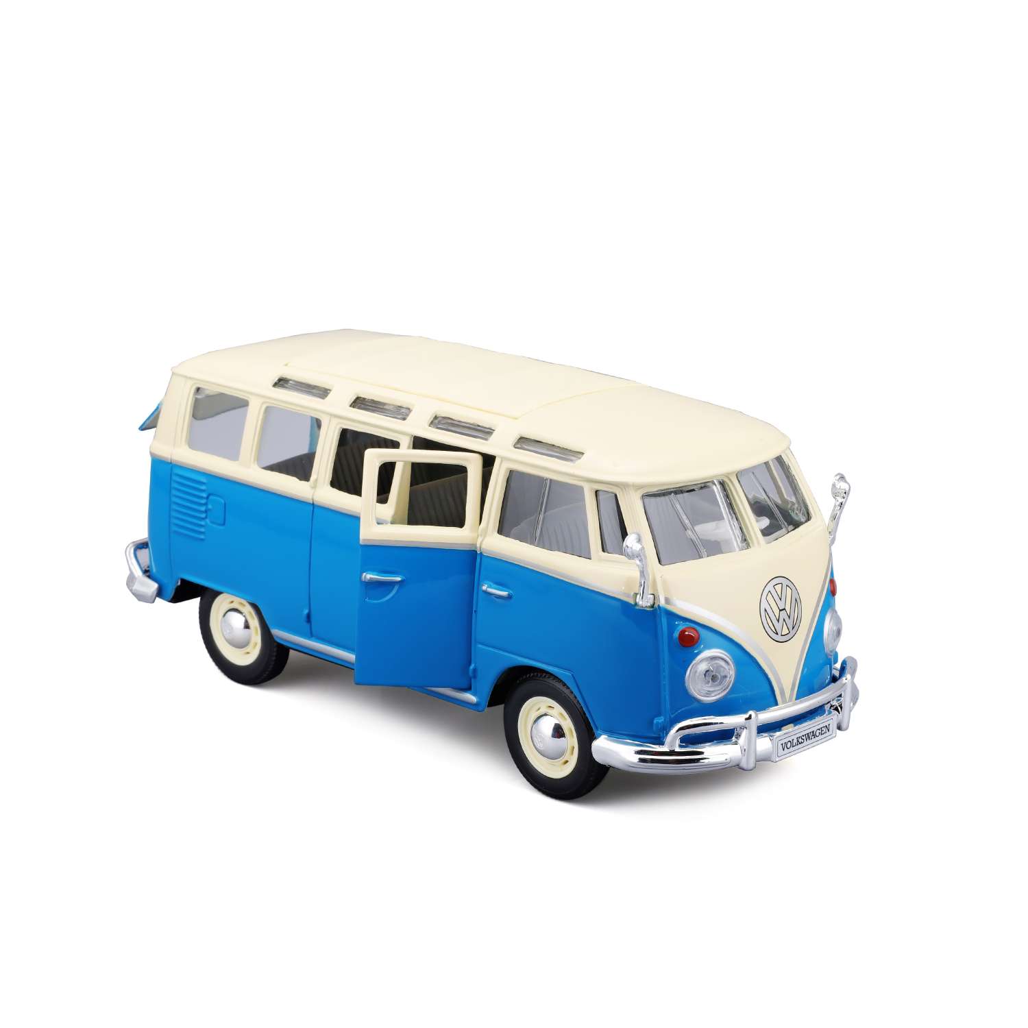 Машина MAISTO 1:24 Volkswagen Van Samba Кремовый/Голубой 31956 31956 - фото 4