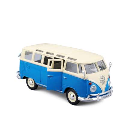Машина MAISTO 1:24 Volkswagen Van Samba Кремовый/Голубой 31956
