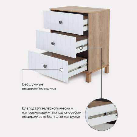 Комод Rant BAMBOO 64 см 3 ящика 102 Cloud White